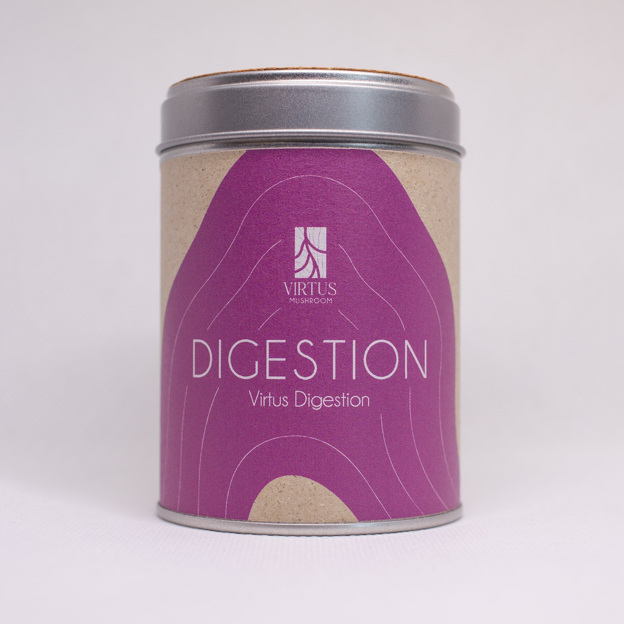 Polvere di Virtus Digestion biologico italiano, confezione su sfondo bianco - Virtus Mushroom