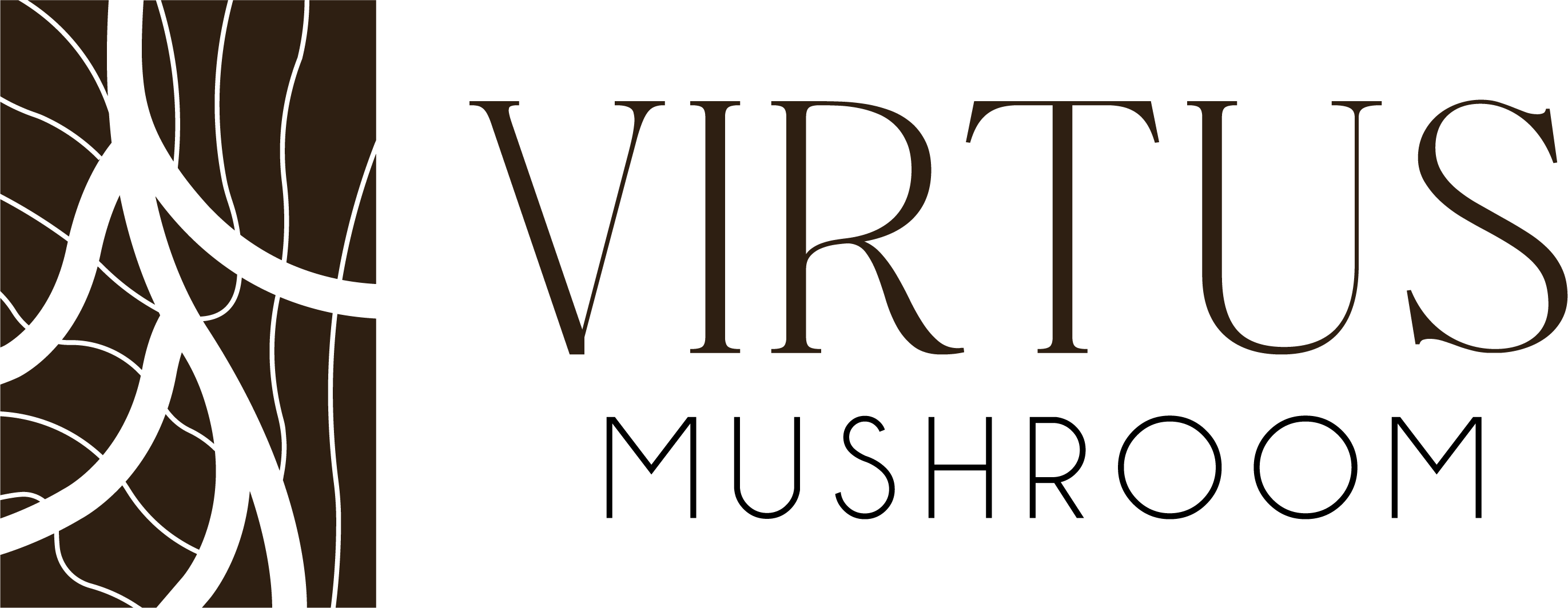 Logo aziendale Virtus Mushroom con icona stilizzata e scritta del brand