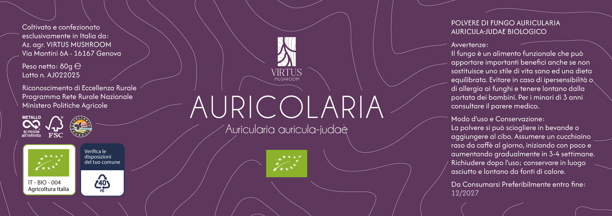 Auricularia a. judae – Etichetta