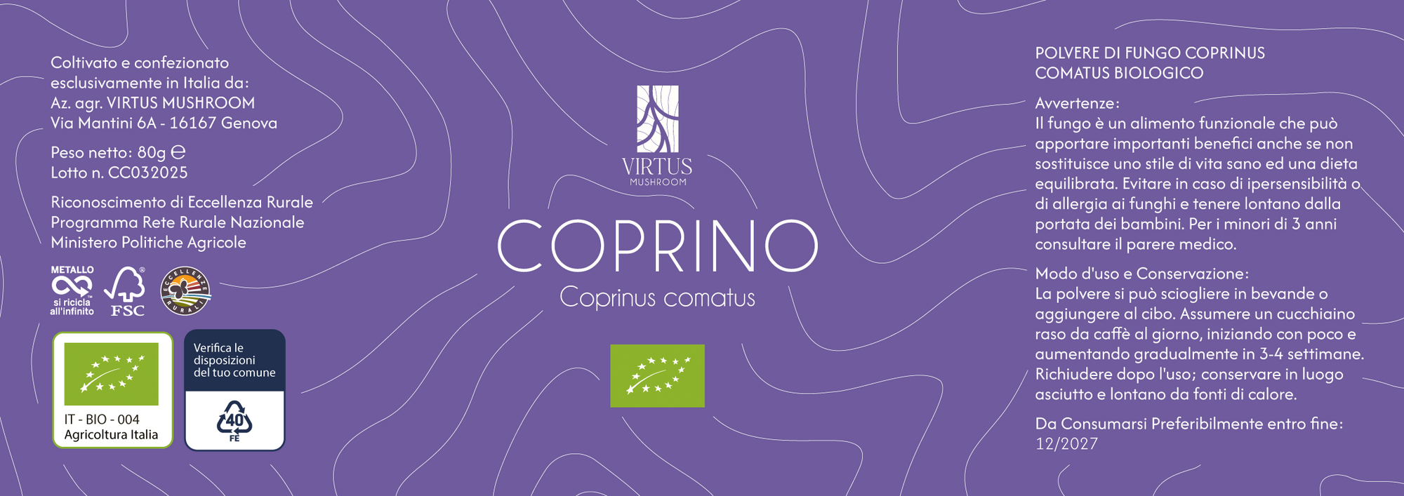 Coprino (Coprinus comatus) – Etichetta