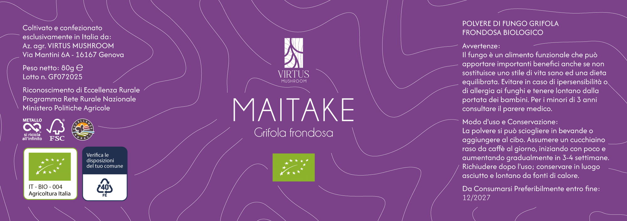 Maitake (Grifola frondosa) – Etichetta