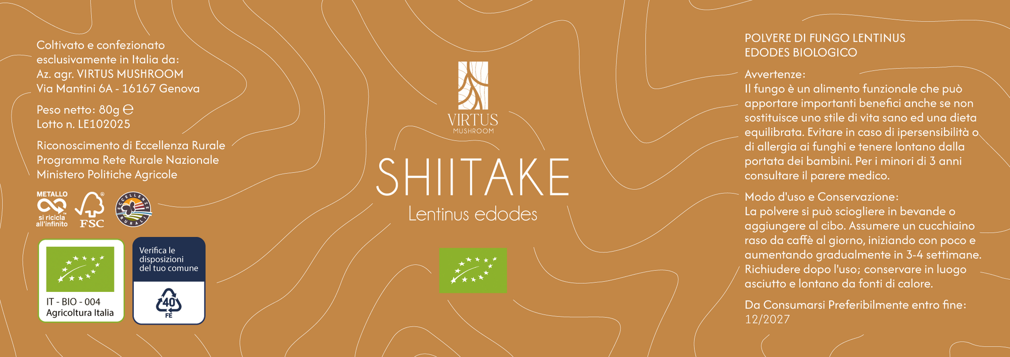 Shiitake (Lentinus edodes) – Etichetta