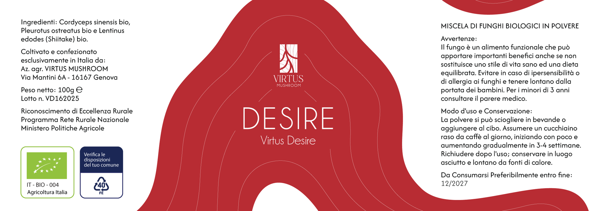 Virtus Desire – Etichetta