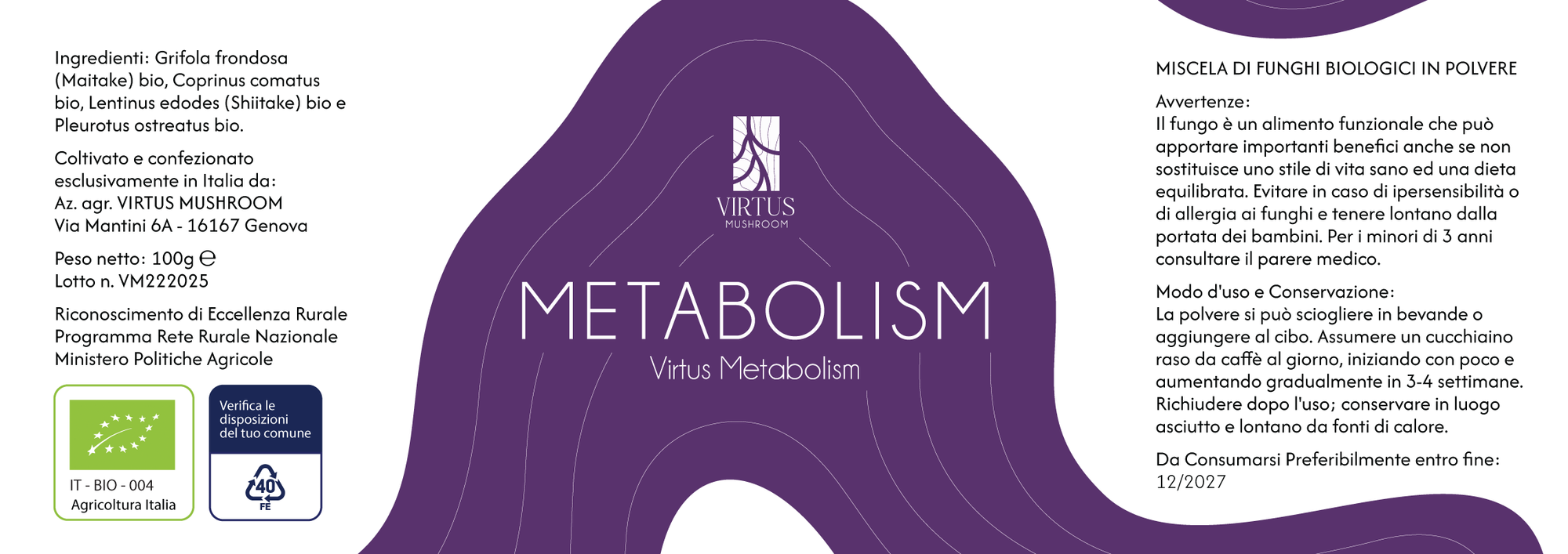 Virtus Metabolism – Etichetta