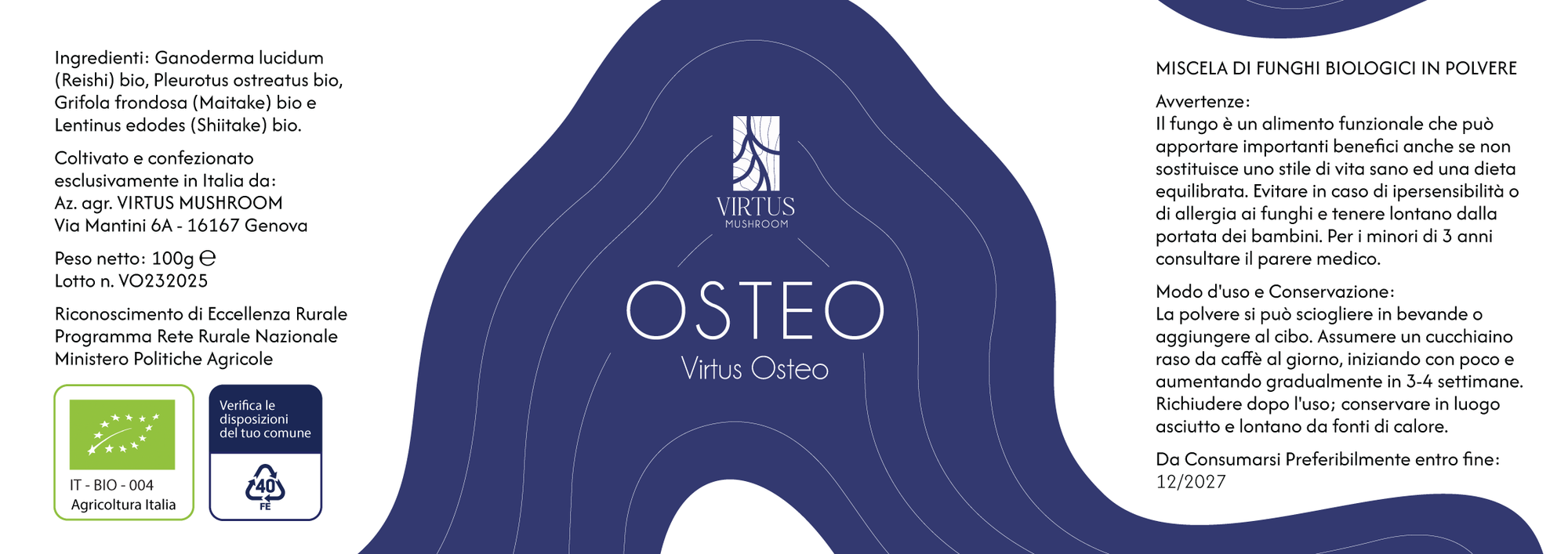Virtus Osteo – Etichetta